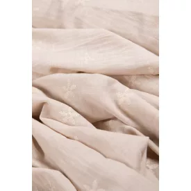 Rusztikus bordűrös himzett szövet.bézs