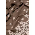 Rusztikus bordűrös himzett szövet.barna