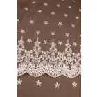 Rusztikus bordűrös himzett szövet.barna