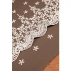 Rusztikus bordűrös himzett szövet.barna