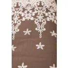 Rusztikus bordűrös himzett szövet.barna