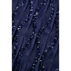 Chiffon-lurex mintás.sötétkék