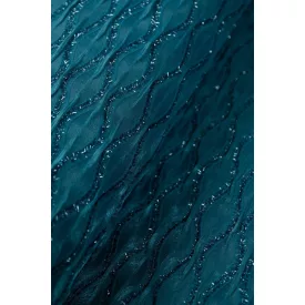Chiffon-lurex mintás.petrolkék