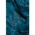 Chiffon-lurex mintás.petrolkék