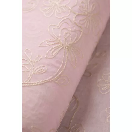 Tencel-üvegfényű/himzett virágos.rózsaszín