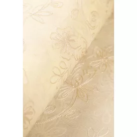 Tencel-üvegfényű/himzett virágos.sárga