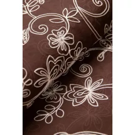 Tencel-üvegfényű/himzett virágos.barna