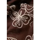 Tencel-üvegfényű/himzett virágos.barna